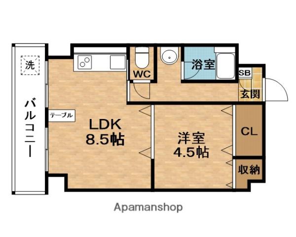 第二メゾン北梅田(1LDK/4階)の間取り写真