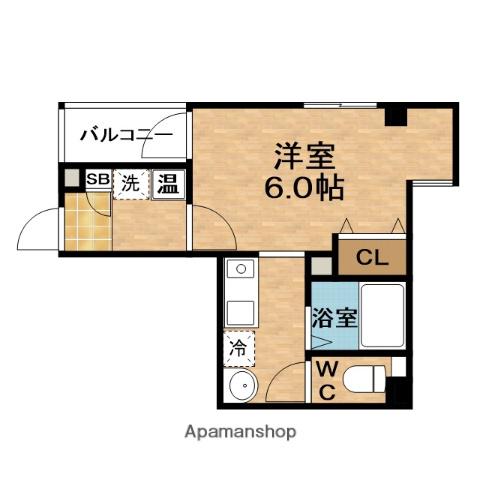 フラットワン天神橋(1K/3階)の間取り写真