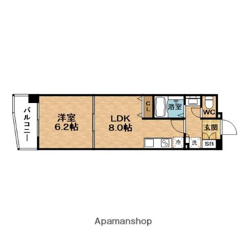 コンソラーレ 同心(1LDK/3階)の間取り写真