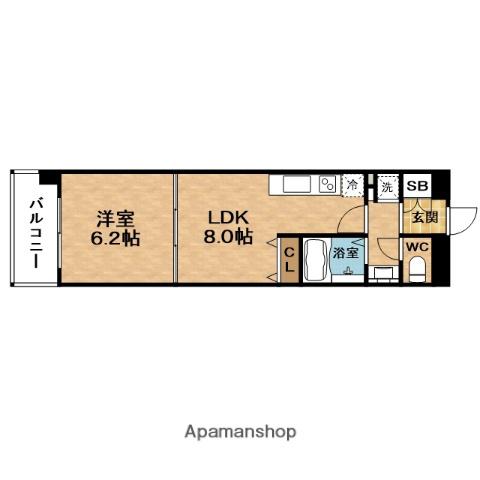 コンソラーレ 同心(1LDK/6階)の間取り写真