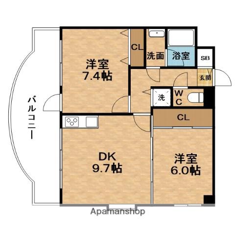 LIFE北梅田(2DK/5階)の間取り写真