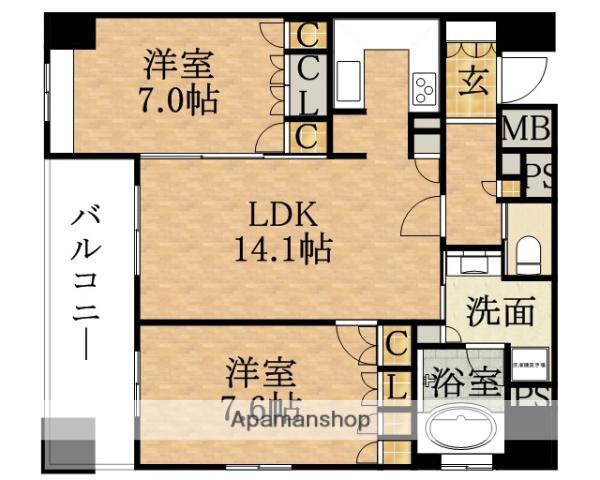 LEGAL梅田Ⅱ(2LDK/11階)の間取り写真