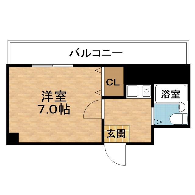 グラン・ビルド渡辺Ⅰ(1K/6階)の間取り写真