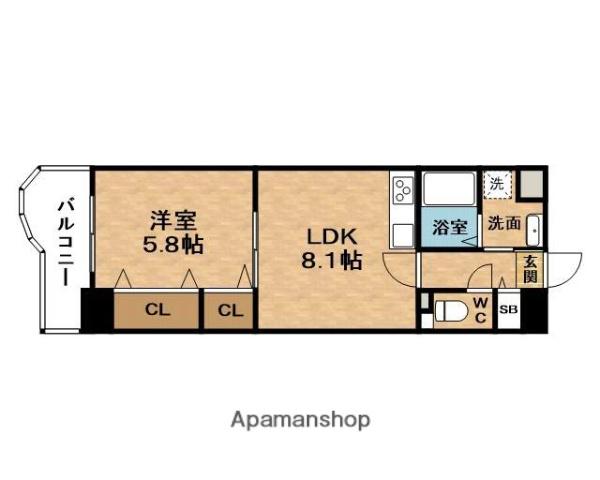 ルモン中津(1LDK/2階)の間取り写真