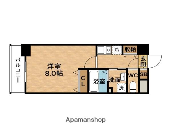 ルモン中津(ワンルーム/4階)の間取り写真