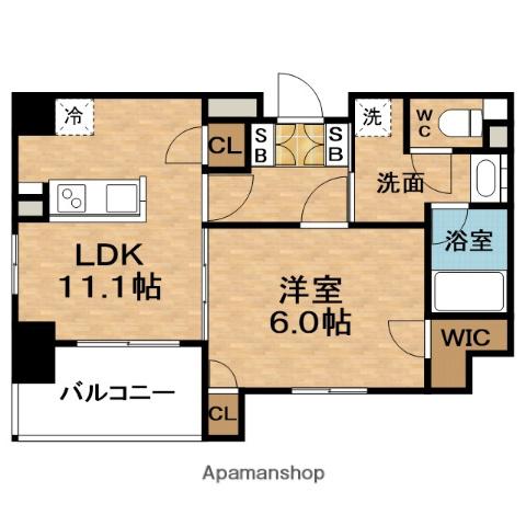 エステムプラザ梅田ウエスト(1LDK/3階)の間取り写真