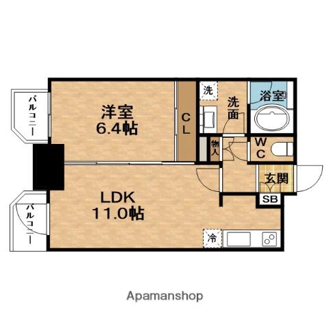 PRESSANCE NEO中之島公園(1LDK/3階)の間取り写真