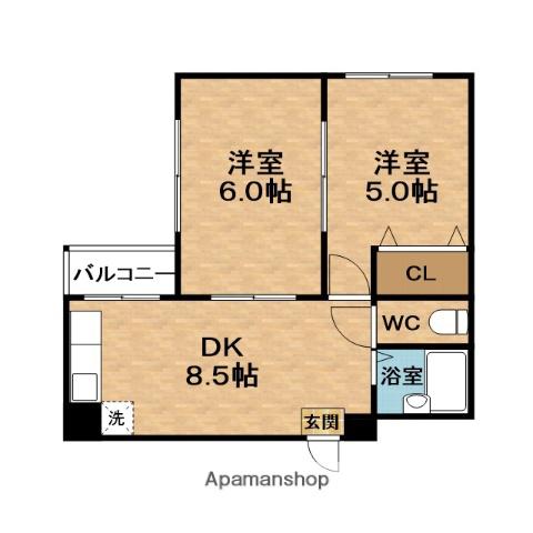 河合ビル(2DK/2階)の間取り写真