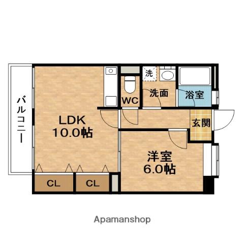 アクティ南森町(1LDK/4階)の間取り写真