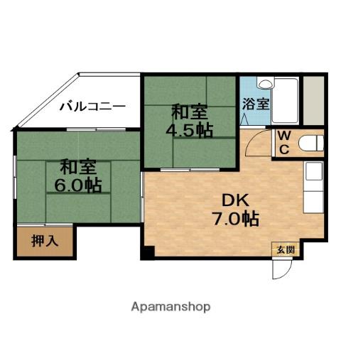 グリーンハイツ淀(2DK/3階)の間取り写真