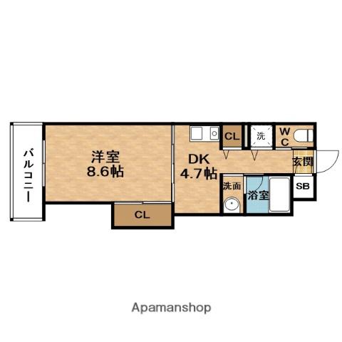 TEMMAアパートメント(1K/6階)の間取り写真