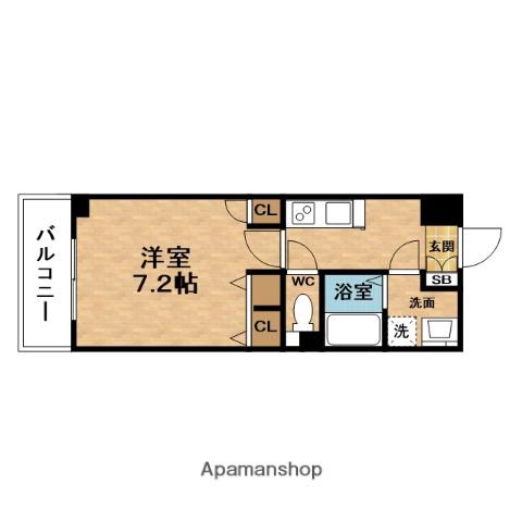 URBANEX南森町(1K/4階)の間取り写真