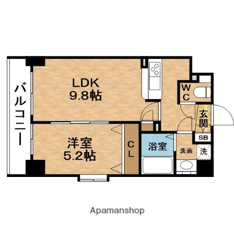 URBANEX南森町(1LDK/2階)の間取り写真
