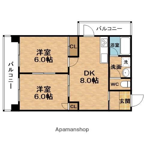アクミコーポ(2DK/8階)の間取り写真