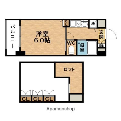 ESTEM COURT梅田東アクアパレス(1K/6階)の間取り写真