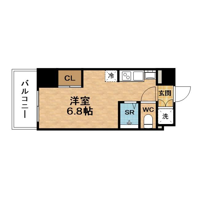 エス・キュート西天満(1K/2階)の間取り写真