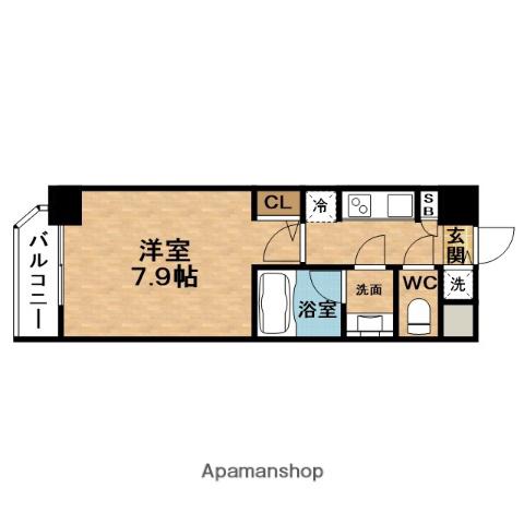 エス-RESIDENCE福島LUXE(1K/9階)の間取り写真
