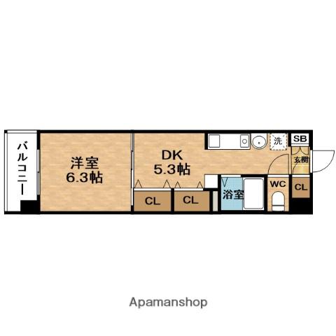 ESLEAD天満橋(1DK/6階)の間取り写真