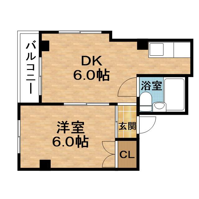 日新ビル(1DK/4階)の間取り写真