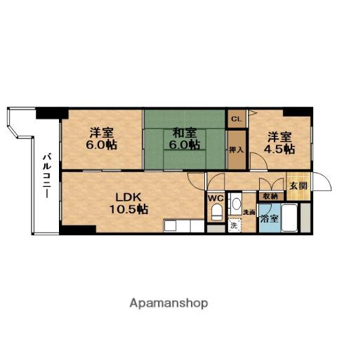 おおきに大阪天満サニーアパートメント(3LDK/11階)の間取り写真