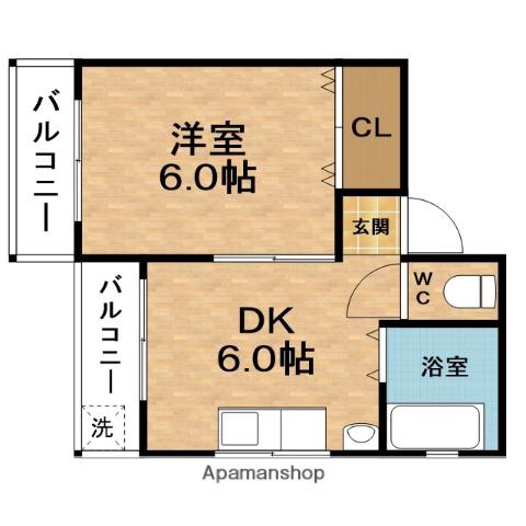双園マンション(1DK/5階)の間取り写真