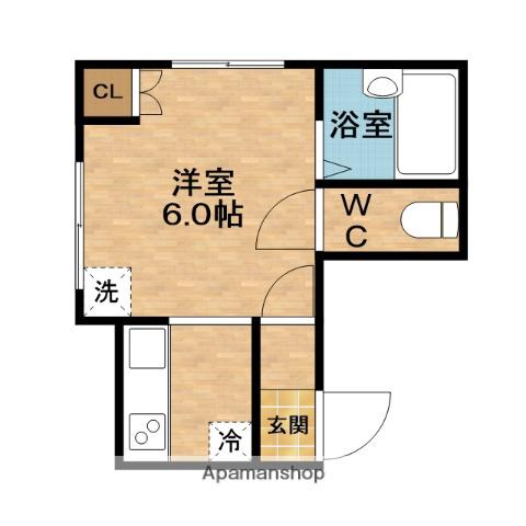 リバティ中津Ⅰ(ワンルーム/2階)の間取り写真