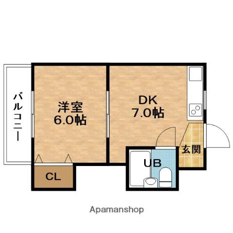 シャトー大淀(1DK/5階)の間取り写真