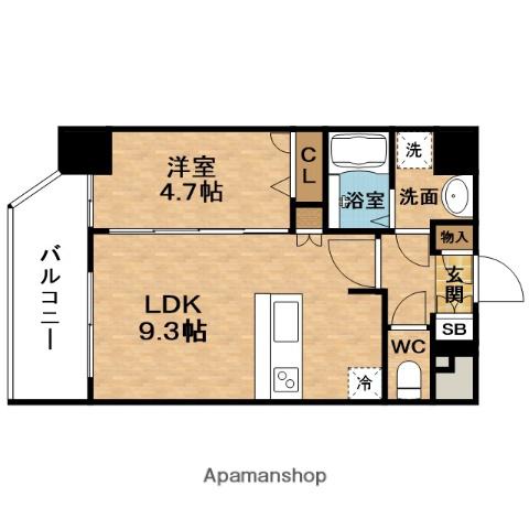 PRESSANCE野田阪神駅前ザ・プレミアム(1LDK/9階)の間取り写真