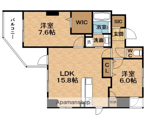 南森町ザ・マークス(2LDK/15階)の間取り写真