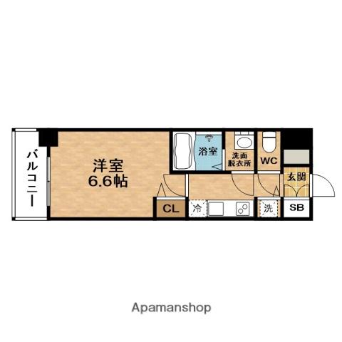 PRESSANCE天神橋ラ・デュアル(1K/6階)の間取り写真