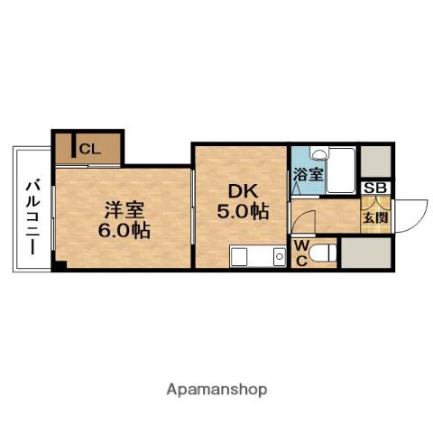 ノルデンハイム天神橋(1DK/3階)の間取り写真