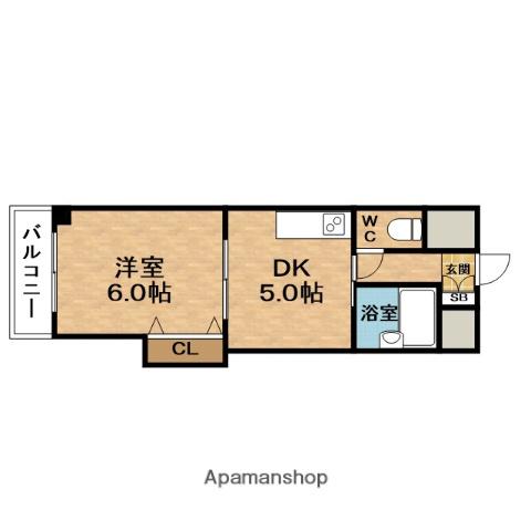 ノルデンハイム天神橋(1DK/11階)の間取り写真