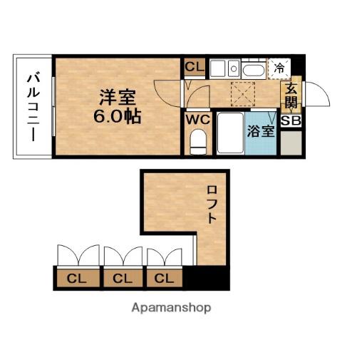 ESTEM COURT梅田茶屋町デュアルスペース(1K/9階)の間取り写真