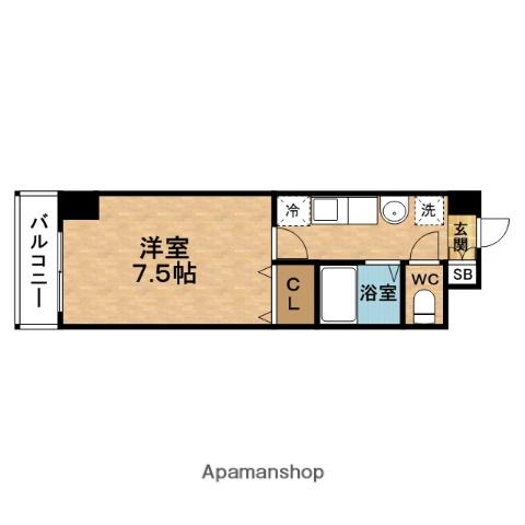 梅田エクセルハイツ(1K/2階)の間取り写真