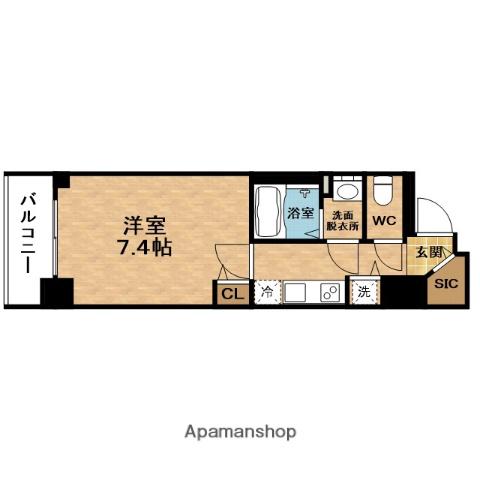 PRESSANCE南森町ライズ(1K/4階)の間取り写真