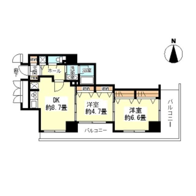 樹樹ガーデン(2DK/5階)の間取り写真