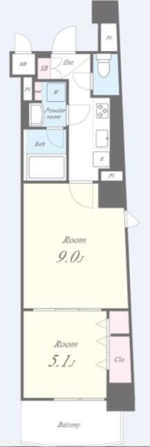 リ・フォルーチェ大阪城(2K/5階)の間取り写真