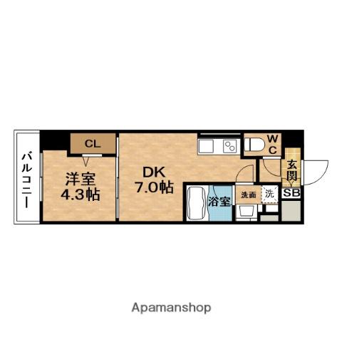 URBANEX西天満(1DK/3階)の間取り写真