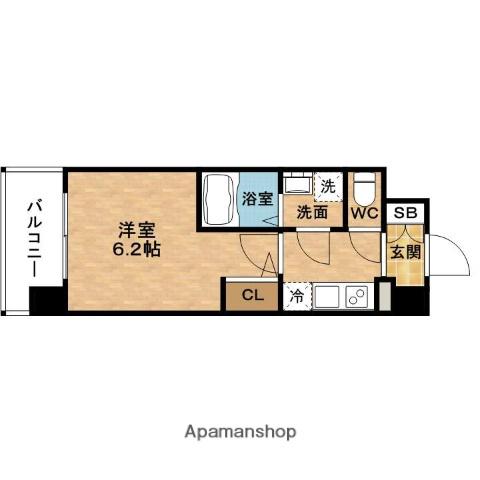 ESLEAD梅田グレイス(1K/2階)の間取り写真