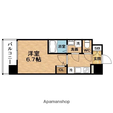 ESLEAD梅田グレイス(1K/2階)の間取り写真