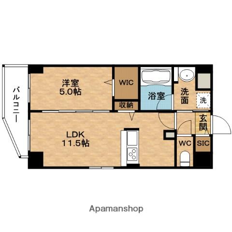 ルアナ北梅田(1LDK/5階)の間取り写真