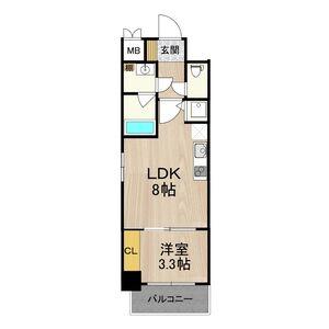 フロンティアタワー九条Ⅲ(1LDK/2階)の間取り写真