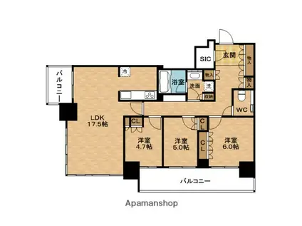 ブランズタワー梅田ノース(3LDK/10階)の間取り写真