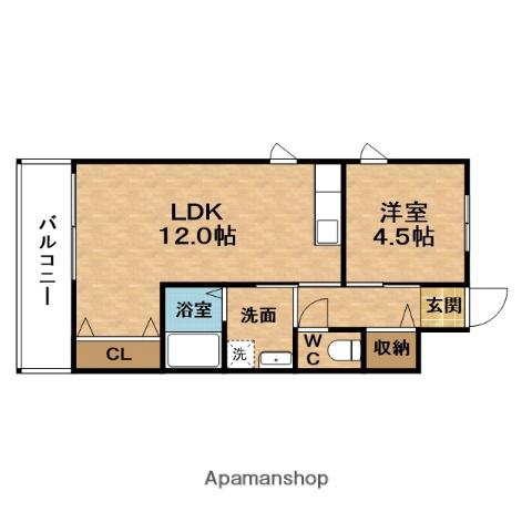 ELEGANTハイツ藤(1LDK/4階)の間取り写真