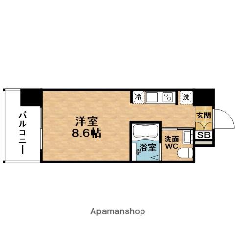 E-SPAAACE西天満(1K/1階)の間取り写真