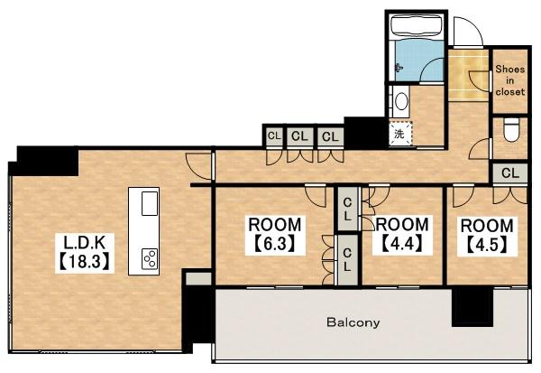 RJR堺筋本町タワー(3LDK/13階)の間取り写真