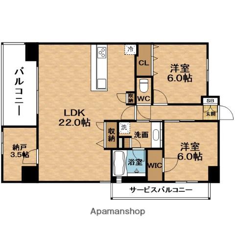 PRESSANCEロジェ新梅田(2SLDK/11階)の間取り写真