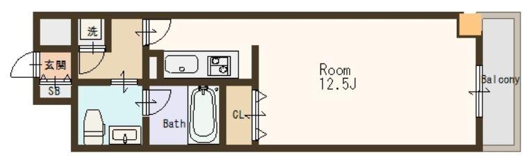 シティヒルズ安堂寺(1K/5階)の間取り写真