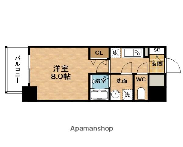 PRESSANCE大阪福島シエル(1K/5階)の間取り写真