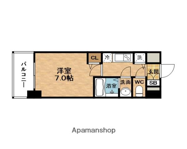 PRESSANCE大阪福島シエル(1K/2階)の間取り写真